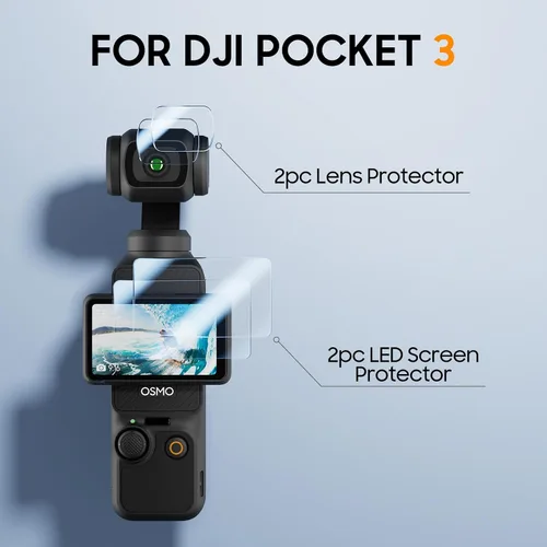 Miniatura 7 de DJI Osmo Pocket 3 - Protector de pantalla y protector de lente, 2 unidades, vidrio templado, dureza 9H, resistente a los arañazos, ultra HD