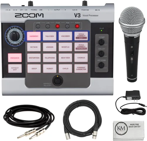 Miniatura 11 de Zoom Procesador V3 Vocal para transmisión y rendimiento en vivo con armonía, corrección de tono, reverberación y retardo, 16 efectos de estudio