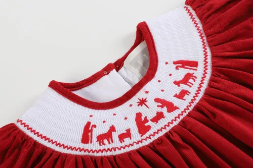 Miniatura 4 de Lil cactus Vestido de obispo fruncido navideño para bebés y niñas