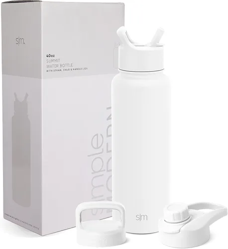 Miniatura 9 de Simple Modern botella de agua con tapa para beber con pajilla, termo metálico de acero inoxidable con aislamiento al vacío, colección Summit