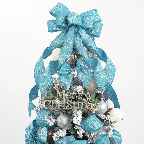 Miniatura 4 de HUIHUANG - Cinta de copo de nieve con alambre, cinta de arpillera con purpurina azul, borde de alambre, 2.5 pulgadas x 10 yardas, para decoración