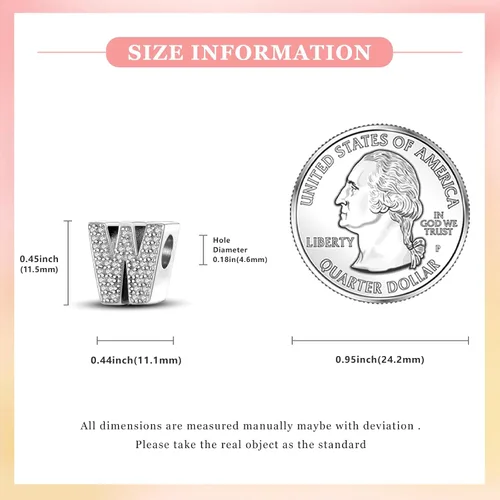Miniatura 114 de PARCOM Dijes de letras compatibles con pulseras Pandora de plata esterlina S925 con iniciales para pulseras del alfabeto A-Z, cuentas de letras
