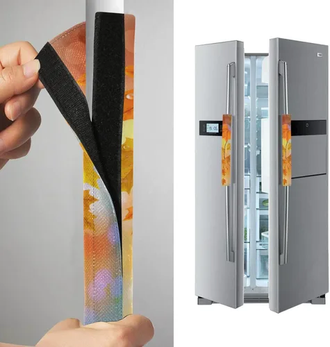 Miniatura 3 de Eionryn Fundas para manija de puerta de refrigerador con hojas caídas de arce otoñal, arces naranjas de otoño, guantes para microondas