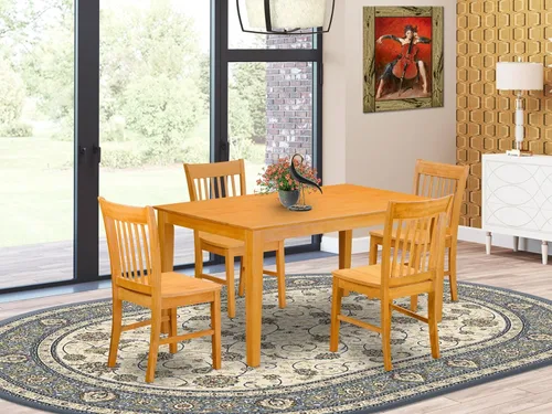 Miniatura 2 de East West Furniture CANO5-OAK-W - Juego de mesa de cocina de 5 piezas para 4 personas, incluye una mesa de comedor rectangular y 4 sillas de Roble