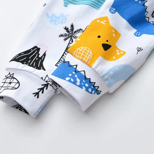 Miniatura 7 de Conjunto de 3 piezas de ropa de bebé recién nacido con estampado de manga larga + pantalones + sombrero