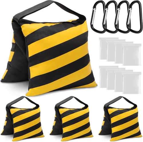 Miniatura 11 de Aimosen 4 paquetes de bolsas de arena con peso para trípode de fotografía y equipo de video, bolsa de silla de montar resistente para soporte