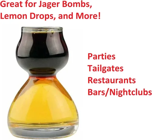 Miniatura 2 de QUAFFER Vaso de chupito de doble burbuja – Jigger de chupito Chaser para tomas suaves y sabrosas – Divertidos vasos de chupito divididos únicos