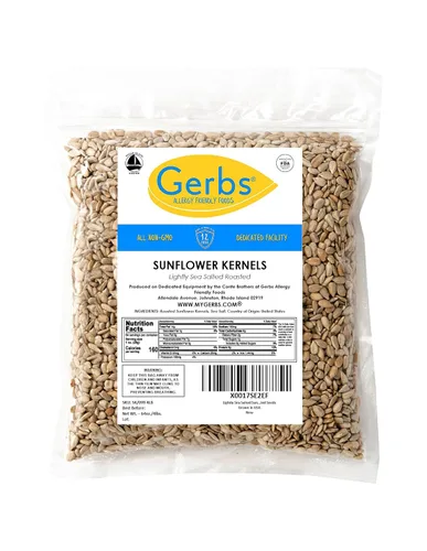 Miniatura 5 de Núcleos de semillas de girasol ligeramente salados con sal marina por Gerbs - 4 libras - Libre de los 11 principales alérgenos alimentarios y sin