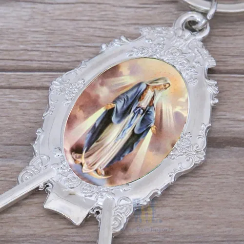 Miniatura 5 de Nuestra Señora de Gracia Llavero Abrebotellas (12 piezas) Virgen Milagrosa Llaveros Memoria Regalo Religioso Aniversario Iglesia Evento, plateado