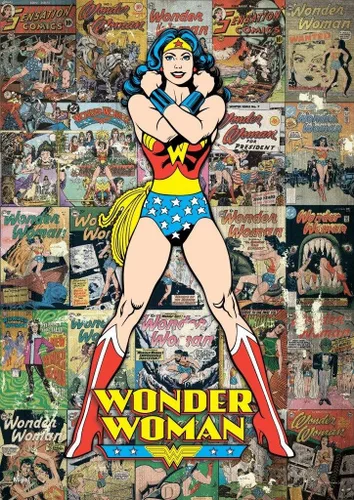 MIGHTYPRINT DC Comics - Wonder Woman - Collage de cómics de la Liga de la Justicia - Arte de pared duradero de 17 x 24 pulgadas, no hecho de papel,