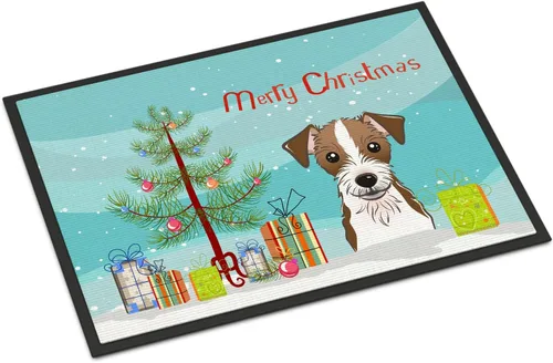 Miniatura 145 de Caroline's Treasures BB1616MAT - Tapete para puerta delantera de árbol de Navidad y sabueso afgano de 18 x 27 pulgadas, para interiores