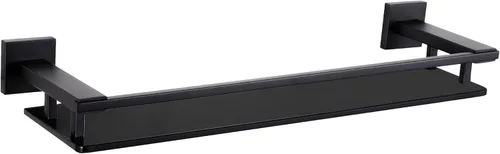 Miniatura 11 de LANC Estante de baño cromado, estantes de vidrio templado flotante de 20 pulgadas, estante rectangular de acero inoxidable montado en la pared