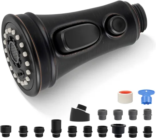 Miniatura 14 de iFealClear Cabezal de repuesto para grifo de cocina con 15 adaptadores, 3 funciones extraíbles para fregadero de cocina, cabezal rociador compatible
