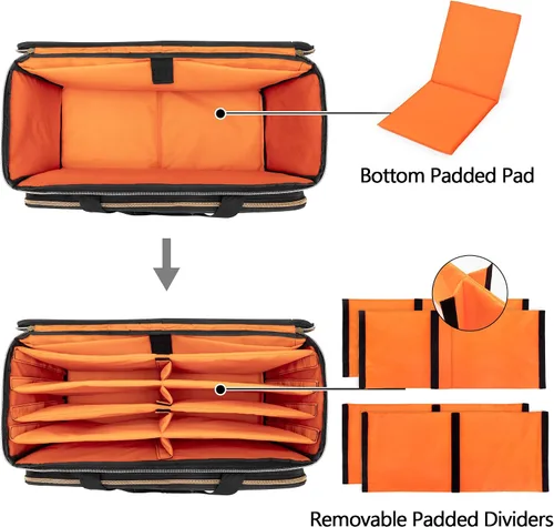Miniatura 2 de Trunab Bolsa grande de viaje para archivos de cable de DJ con divisor interior desmontable y compartimento acolchado para laptop de 15.6 pulgadas