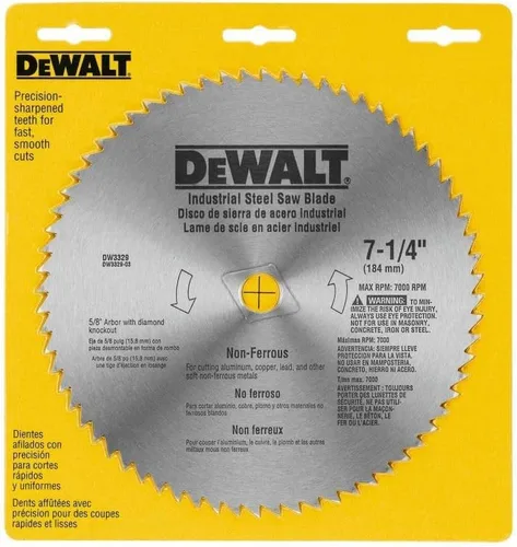 Miniatura 4 de DEWALT Hoja de sierra circular, 7 1/4 pulgadas, 68 dientes, corte de metales (DW3329)