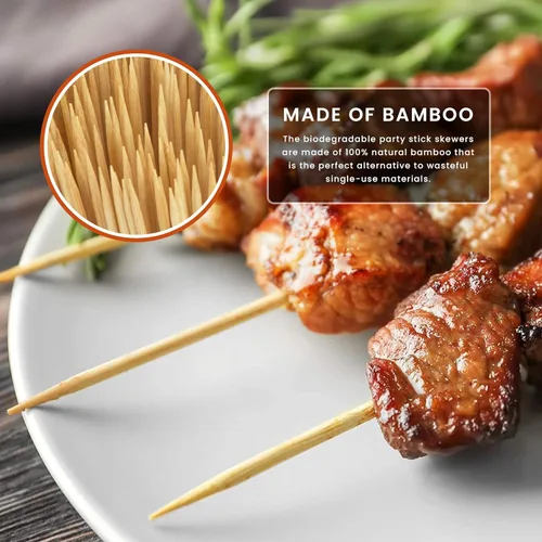 Miniatura 7 de DecorRack Brochetas de bambú natural de 8 pulgadas, 400 pinchos de madera para asar a la parrilla, barbacoa, aperitivos, frutas, smores, cóctel