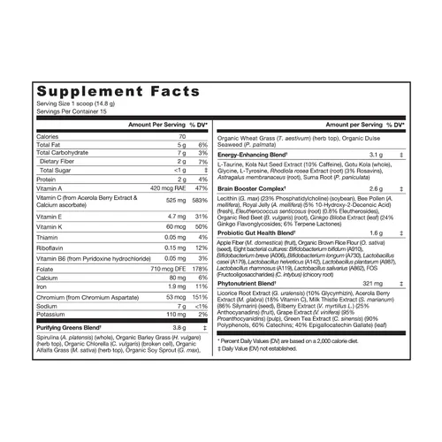 Miniatura 2 de Genuine Health Greens + Extra Energy Superfood Powder, proporciona un impulso de energía inmediato y apoya la salud intestinal, sabor a chocolate