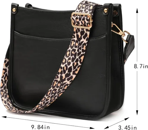 Miniatura 7 de KOGTLA Women's Crossbody Shoulder Bag with Leopard Guitar Strap,Vegan Faux Leather Purse Handbag Bucket Tote Bag
