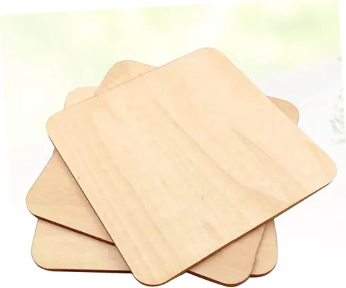 Miniatura 5 de TEHAUX 50 piezas de 1.575 in de madera natural rebanadas cuadradas DIY piezas planas para decoración de manualidades