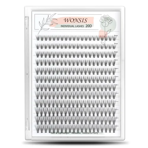 Miniatura 16 de Extensiones de pestañas postizas de 20D, pestañas individuales, 240 piezas, extensiones de pestañas individuales de 20D, volumen suave y ligero