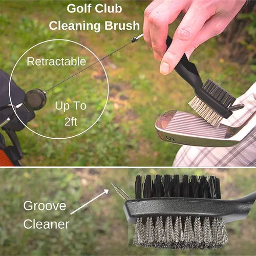Miniatura 4 de Kit de accesorios de golf – Incluye toalla, soporte para bolas, cepillo, herramienta de reparación de Divot, 2 plantillas de alineación de bolas