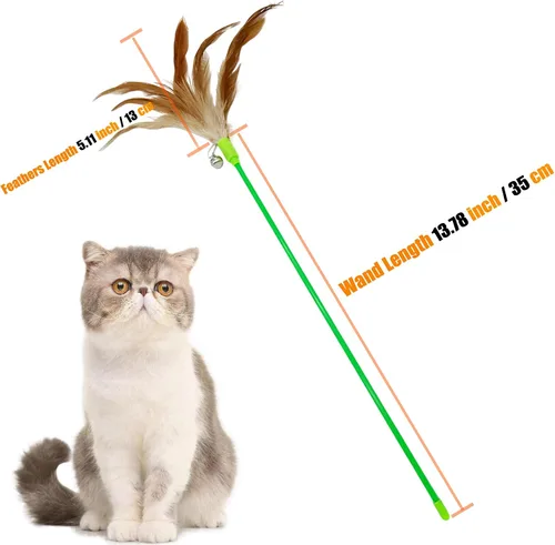 Miniatura 4 de Juguetes interactivos de plumas para gatos, 10 piezas de plumas para gatos de interior 10 juguetes de varita para gatos