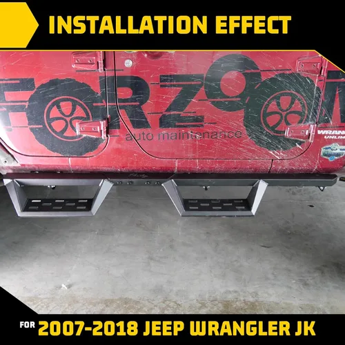 Miniatura 4 de Estribo de estribo lateral compatible con Jeep Wrangler JK JKU Unlimited 4 puertas 2007-2018, solo 4 puertas, color negro mate con recubrimiento