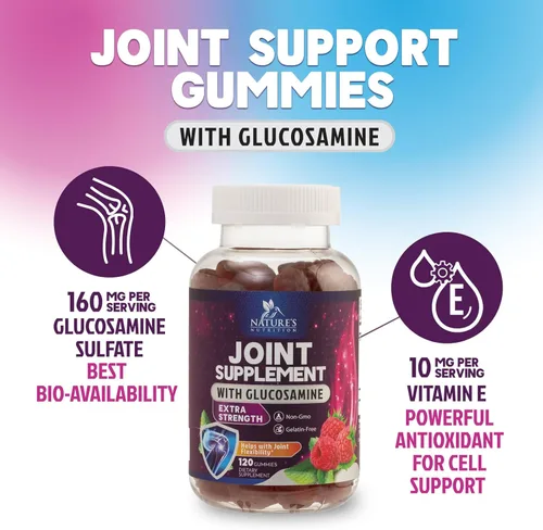 Miniatura 3 de Gomitas de apoyo articular – Glucosamina Plus Vitamina E Suplemento de apoyo articular de la naturaleza para molestias ocasionales para espalda