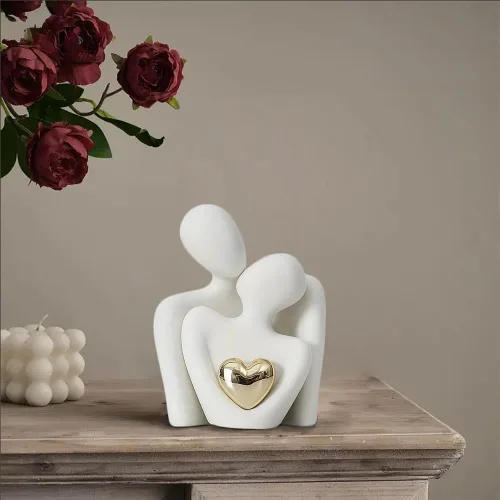 Miniatura 5 de Decoración para el Hogar para Parejas, Mini Estatua de Cerámica en Pareja para Estante de Tv, Decoración de Dormitorio Estatua de Amor en Pareja