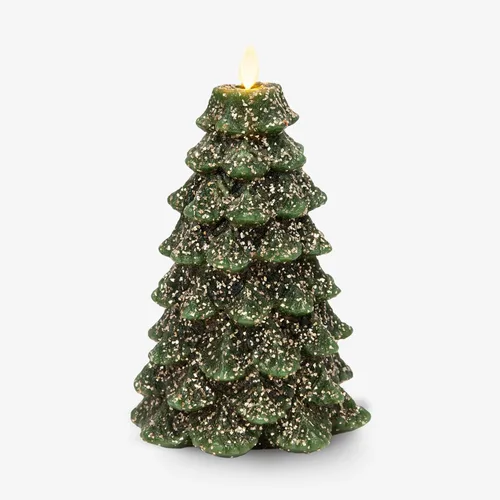 Miniatura 11 de Luminara Vela LED sin llama con rica purpurina dorada North Tree Pilar de Llama en Movimiento (3.3" x 4.3")