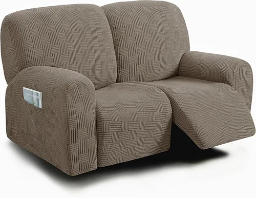 Miniatura 26 de ULTICOR - Juego de 8 fundas para sofá reclinable de jacquard, fundas para sofá reclinable elásticas para 3 cojines, gruesas, suaves, lavables Gris