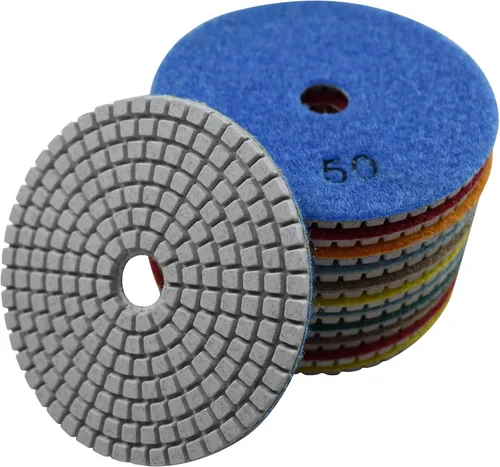 Miniatura 7 de Almohadillas de pulido de diamante Wet Buff 4 pulgadas 7 pasos gancho y bucle para lijar piedra mármol granito