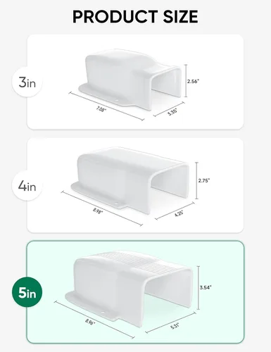 Miniatura 2 de Juego de cubierta de pared de entrada de 5 pulgadas, accesorio de PVC para decoración para mini división sin conductos, CA central y bombas de Blanco