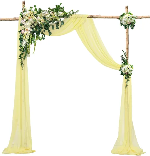 DUOBAO 2 paneles de gasa amarilla para arco de boda, cortinas de gasa de 20 pies de gasa para banquetes de boda, cortinas de gasa transparente,