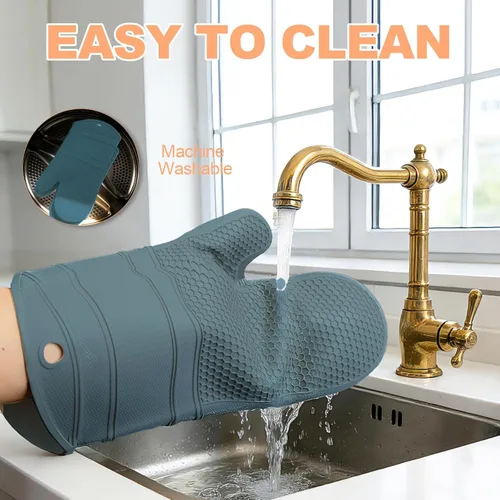 Miniatura 5 de YUTAT Silicone Oven Mitts,Heat Resistant 500F Kitchen Mitts 2PCS,Waterproof Cooking Gloves with Soft Polyester Filling for Kitchen Cooking Baking