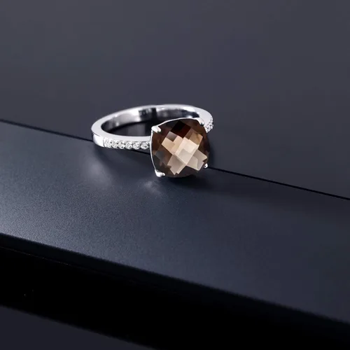 Miniatura 87 de Gem Stone King Anillo de compromiso de plata de ley 925 con piedra preciosa de corte cojín de 0.39 pulgadas Anillo de compromiso de aniversario