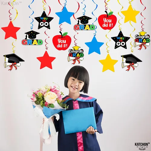 Miniatura 2 de KatchOn, 30 espirales colgantes de graduación de jardín de infantes, sin bricolaje Coloridas graduaciones preescolares para decoraciones