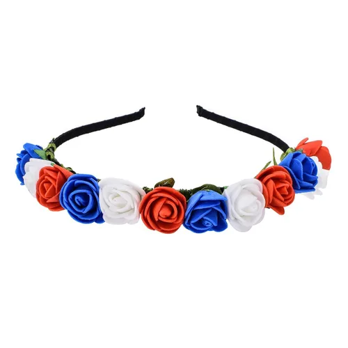 Miniatura 9 de Corona floral BOHO con diadema de rosas para el cabello (rojo oscuro)