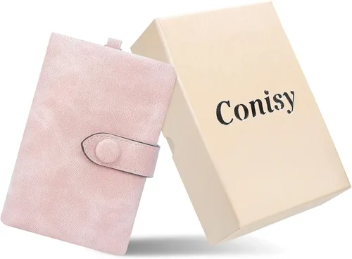 Miniatura 6 de CONISY Billeteras pequeñas de pulsera para mujer, billetera de cuero plegable RFID con ventana de identificación y cremallera Small, Bifold, RFID