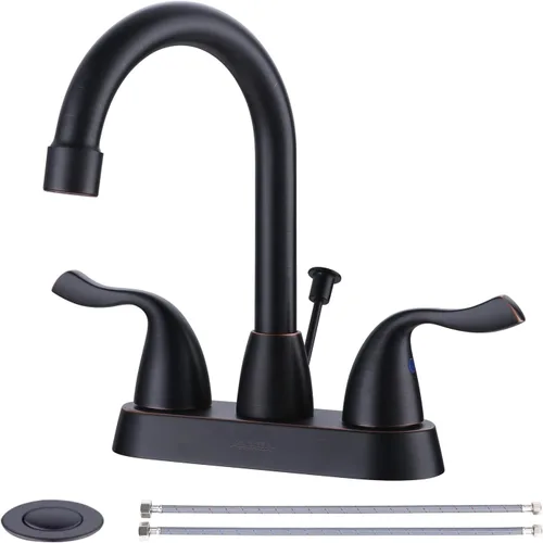 Miniatura 9 de Llave de Lavabo de Baño de 3 Agujeros de Níquel Cepillado, ARCORA - Grifo de Baño de 8 Pulgadas de Extensión, Llave de Baño de 2 Manijas con Drenaje