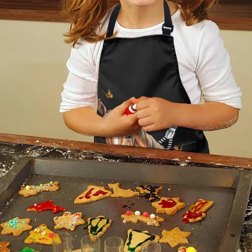 Miniatura 2 de doginthehole Delantal para niños con bolsillo para niños y niñas, delantales de chef ajustables con 2 bolsillos para cocinar, pintar