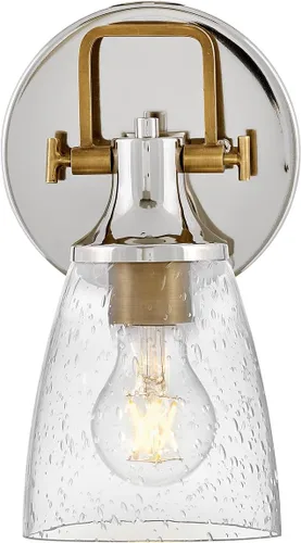 Miniatura 7 de Hinkley Easton 51270PN - Accesorio de tocador de baño de una sola luz, industrial moderno, pantalla de vidrio transparente, se monta hacia arriba
