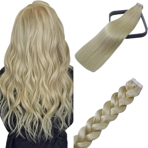 Miniatura 11 de WindTouch Extensiones de cabello humano con cinta adhesiva, color rojo, 20 unidades, 14 pulgadas, #rojo, 1.06 oz