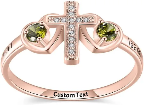 Miniatura 2 de Anillo de pureza cristiana para adolescentes y niñas, anillos de cruz para mujeres, joyería cristiana con pulgar de amor, anillo de plata de ley