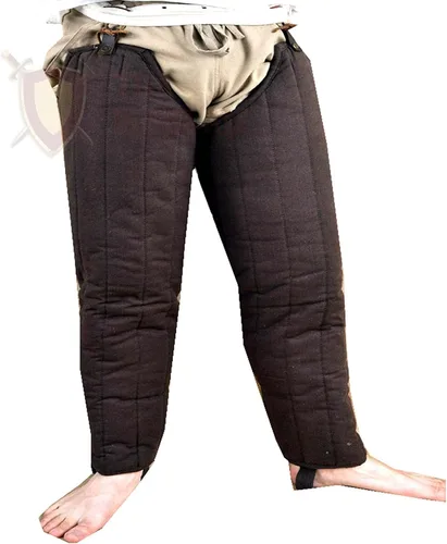 THE MEDIEVALS Grueso acolchado medieval rezagado Gambeson Chausses Lower Under Hauberk Armor Marrón