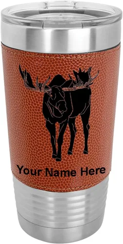 Miniatura 12 de LaserGram Vaso aislado al vacío de 20 onzas, alce, grabado personalizado incluido (piel sintética, estilo béisbol)