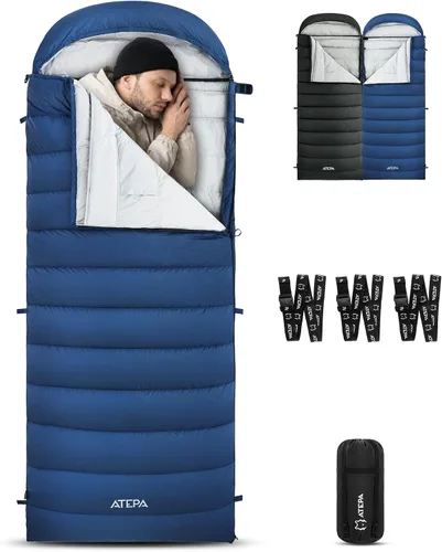 Miniatura 11 de ATEPA 3-in-1 Hybrid Down Sleeping Bag, Lightweight 3 Season Backpacking Sleeping Bag with Pad Attachment System & Compression Sack for Spring Summer