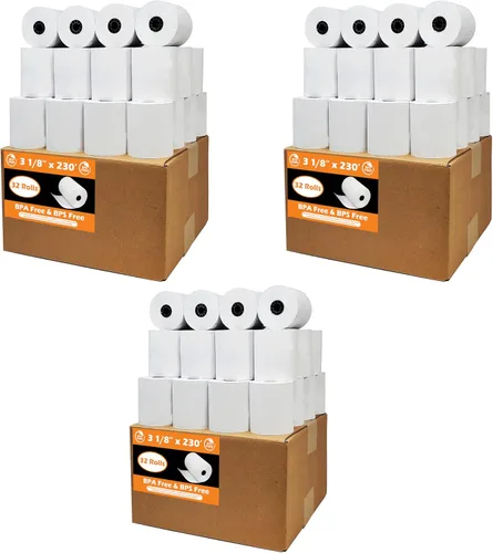 Miniatura 15 de (10 Rolls) 3 1/8 x 230 thermal paper square POS cash register thermal receipt paper rolls bpa free BuyRegisterRolls