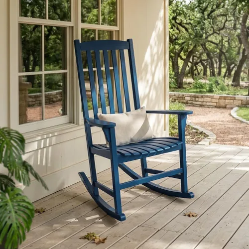 Cambridge Casual Mecedora Bentley de madera maciza para porche, color azul celeste Azul (Celestial Blue)