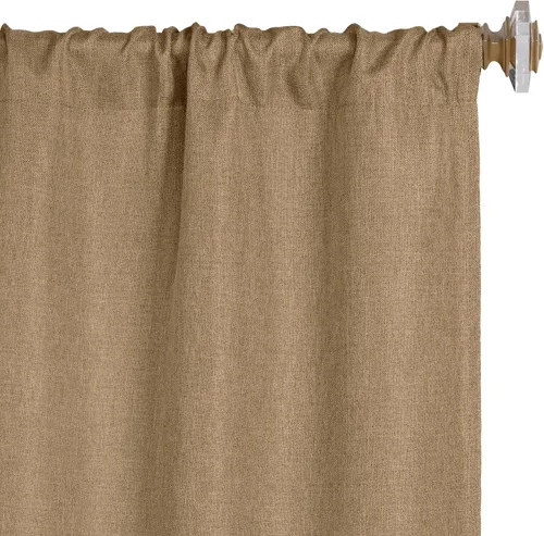 Miniatura 8 de Superior Juego de 2 cortinas opacas con textura de lino, par de paneles con aislamiento térmico con cabecera superior con ojales, cortinas clásicas